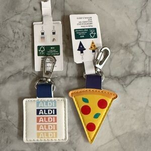 ALDI Quarter Holder - Pizza and Logo Keychain Set sold as a pair.